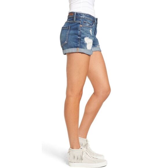 [BLANKNYC] The Fulton Boyfriend Distressed Cuffed Hem Denim Shorts, Size 25 - Picture 2 of 16